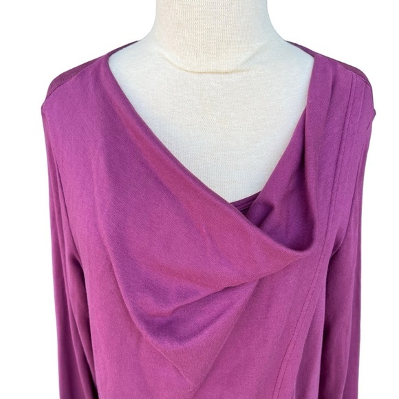 Kleen Lagenlook Asymmetrical Wrap Long Sleeve Tunic Fuchsia Minimalist Large GUC - Picture 2 of 11